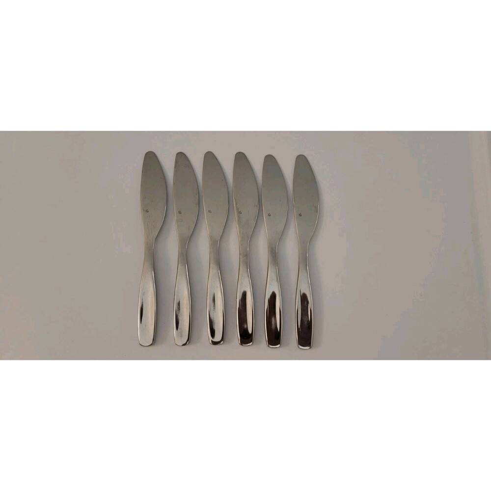 Gourmet Settings GS Chelsea Glossy Stainless Steel Butter Knife Set of 6- 6 1/2"